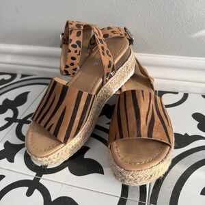 Soda Womens Topic Espadrilles Platform Heels Shoes Brown Black Leopard Print 6.5